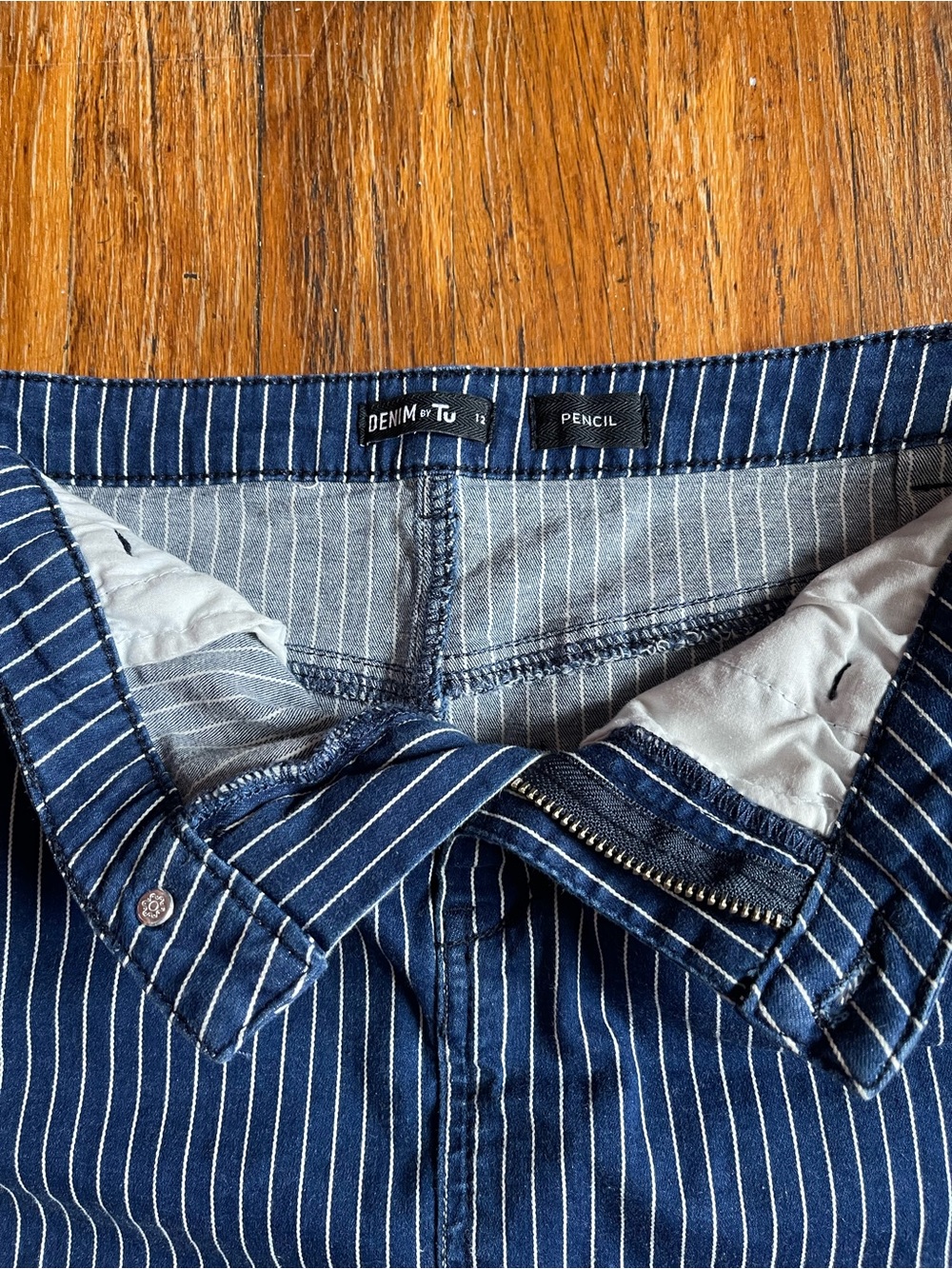 DENIM by Tu Pencil Skirt - Navy Pinstripe